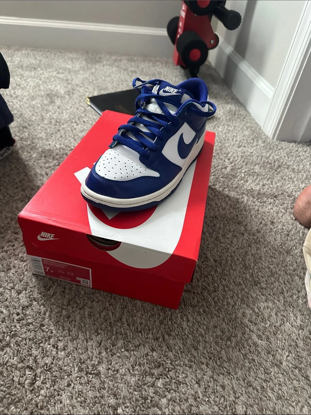 Nike Kids White and Royal Blue Low-Top Sneakers